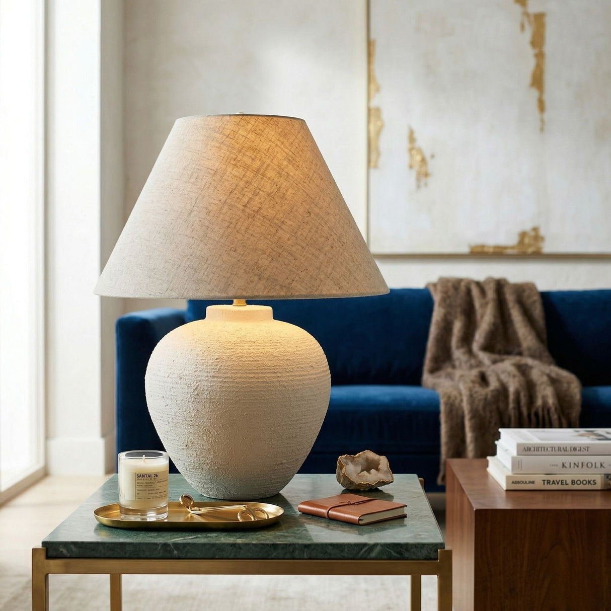 Modern European furniture - Empire Linen Shade Table Lamp - www.oroa.com