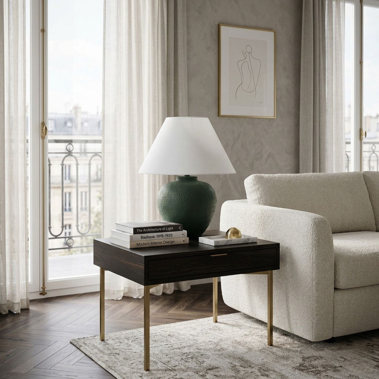 Modern European furniture - Empire Linen Shade Table Lamp - www.oroa.com