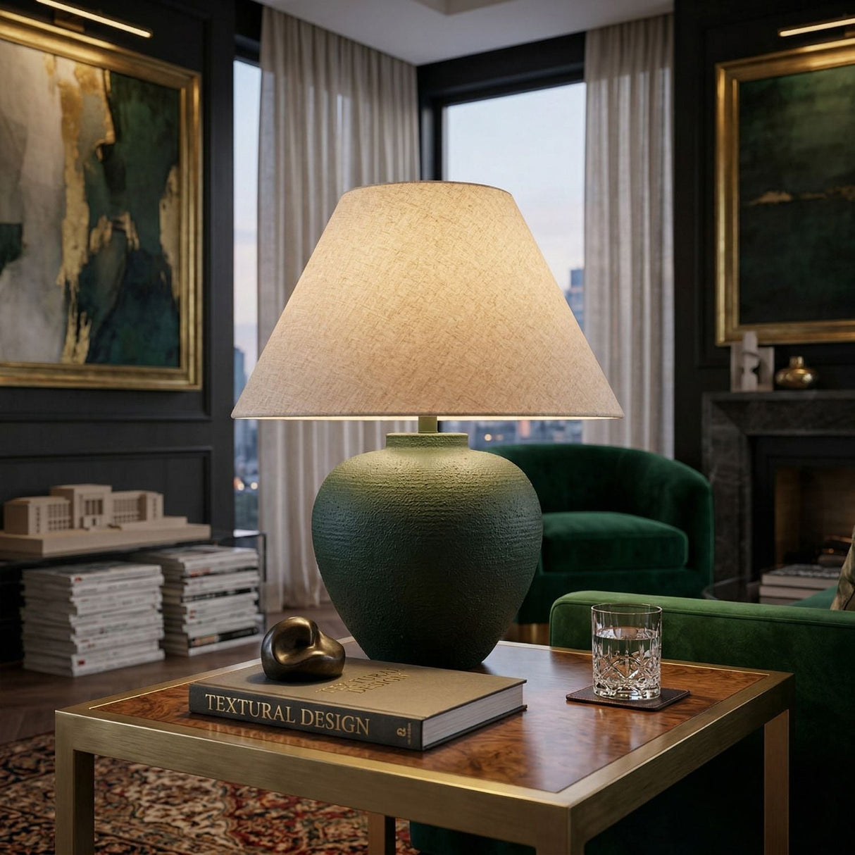 Modern European furniture - Empire Linen Shade Table Lamp - www.oroa.com