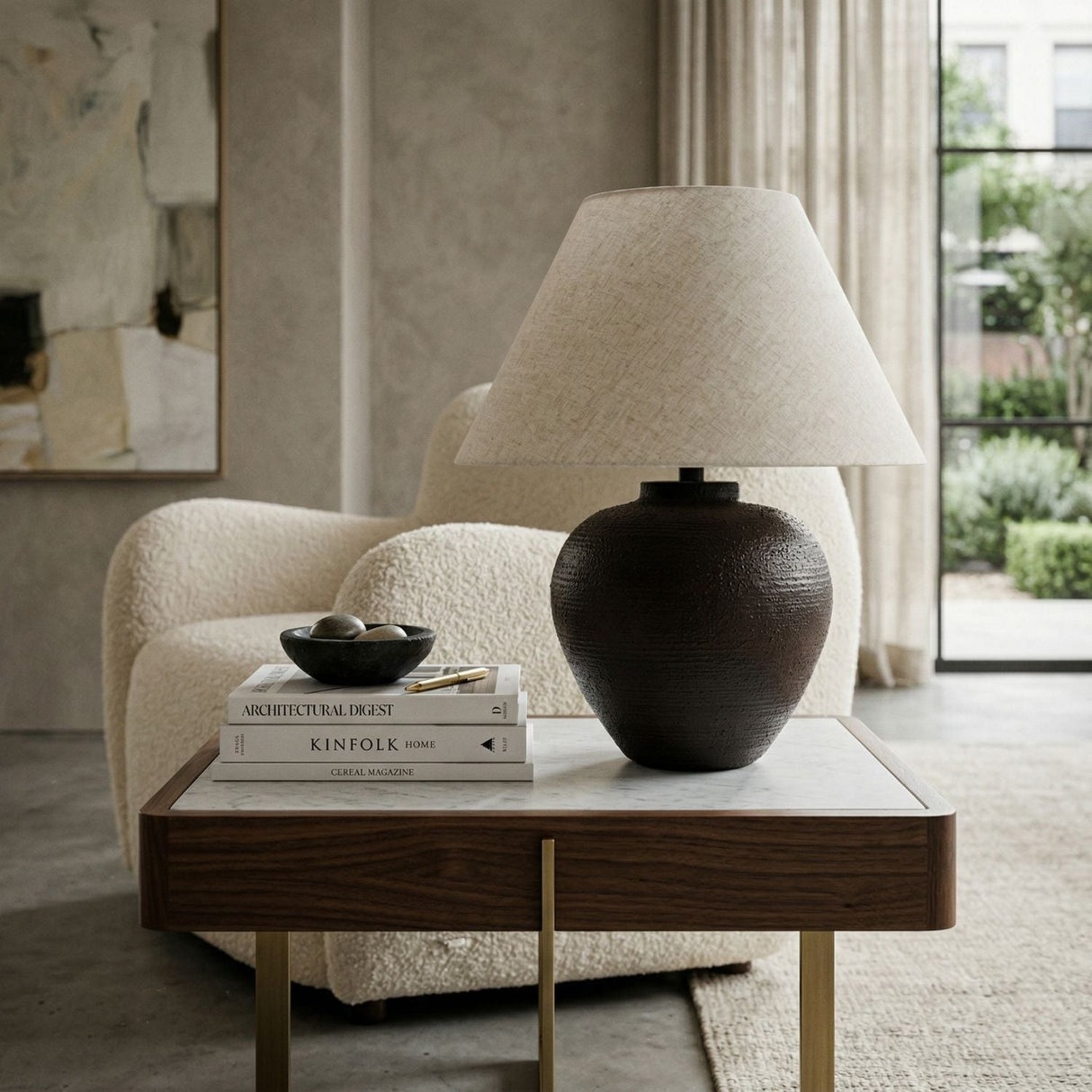 Modern European furniture - Empire Linen Shade Table Lamp - www.oroa.com