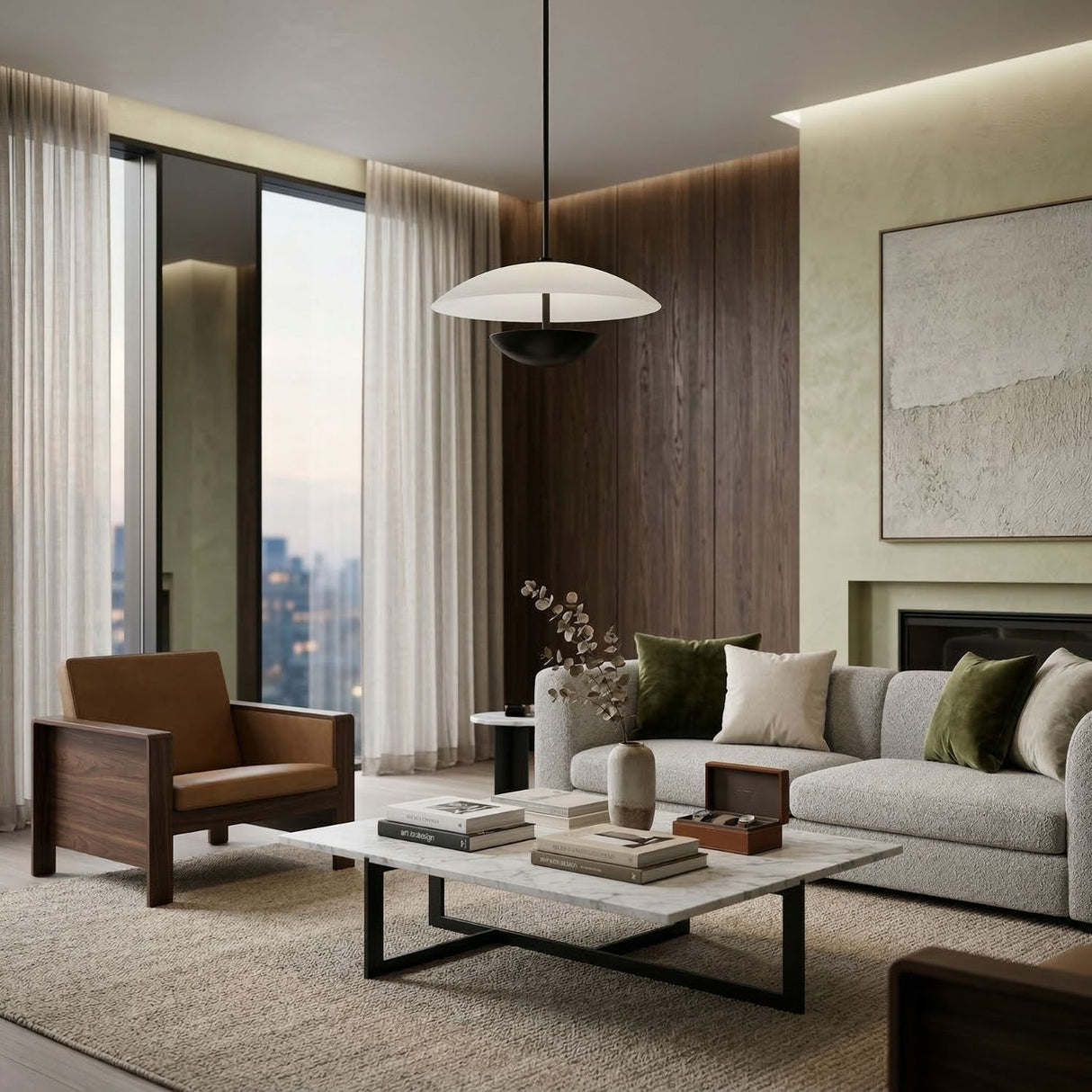 White Glass Semi-Dome Pendant Lamp | Oroa.com