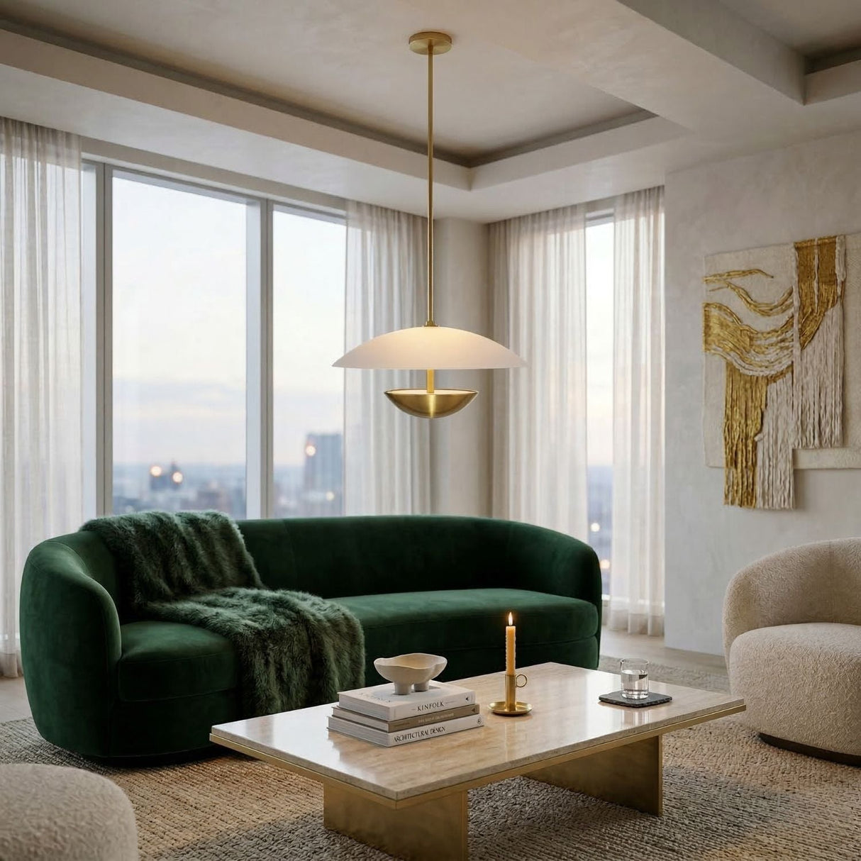 Modern European furniture - White Glass Semi-Dome Pendant Lamp - www.oroa.com