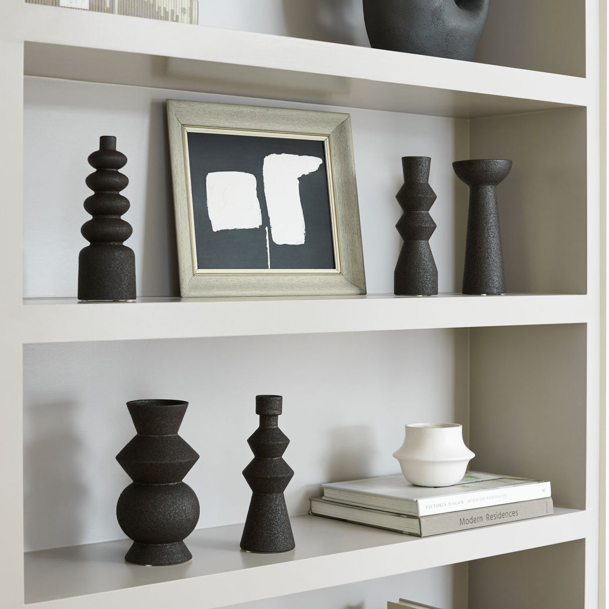 Modern European furniture - Black Ceramic Geometrical Vase Set (5) - www.oroa.com