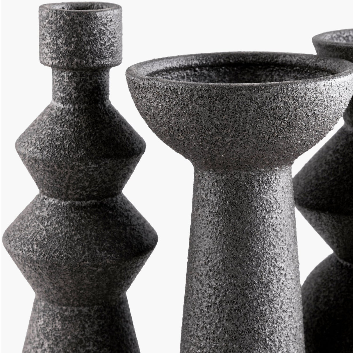 Modern European furniture - Black Ceramic Geometrical Vase Set (5) - www.oroa.com
