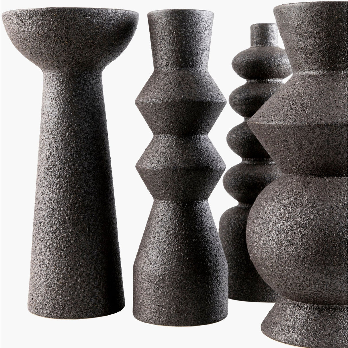 Modern European furniture - Black Ceramic Geometrical Vase Set (5) - www.oroa.com