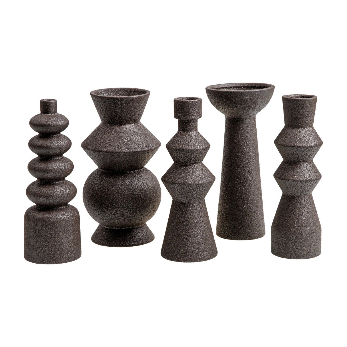 Modern European furniture - Black Ceramic Geometrical Vase Set (5) - www.oroa.com