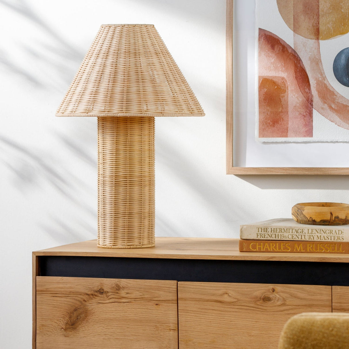 Modern European furniture - Beige Rattan Accent Table Lamp - www.oroa.com