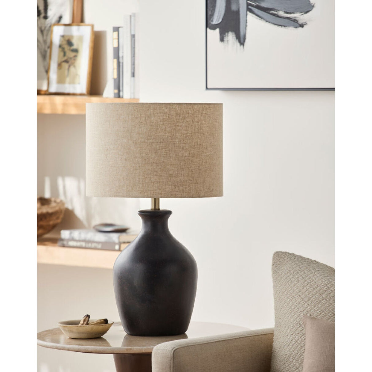 Modern European furniture - Linen Drum Shade Table Lamp - www.oroa.com