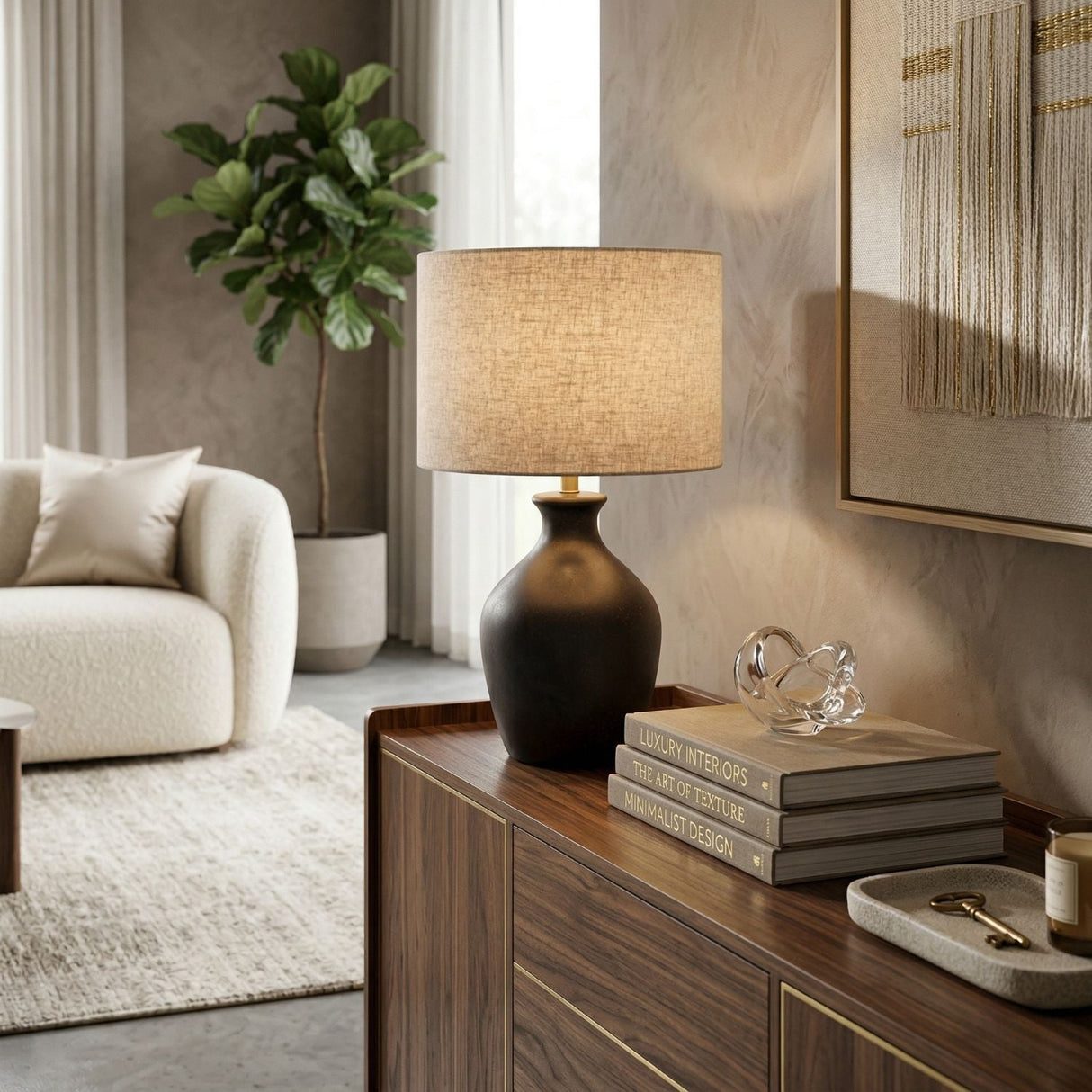 Modern European furniture - Linen Drum Shade Table Lamp - www.oroa.com