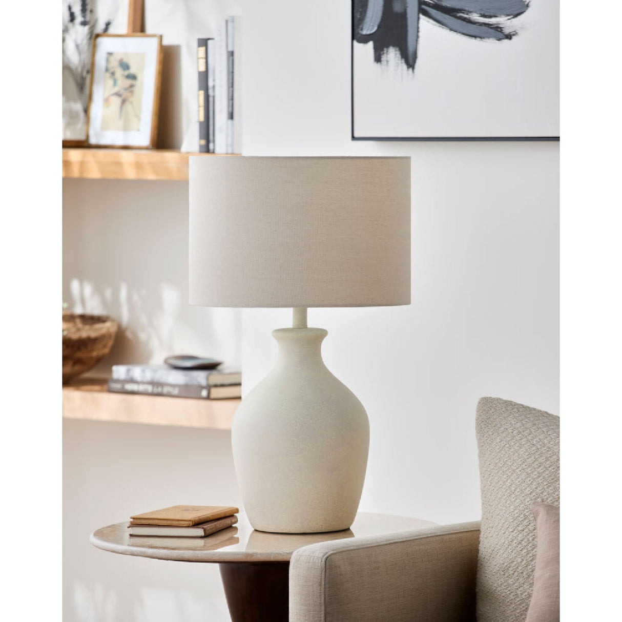 Modern European furniture - Linen Drum Shade Table Lamp - www.oroa.com