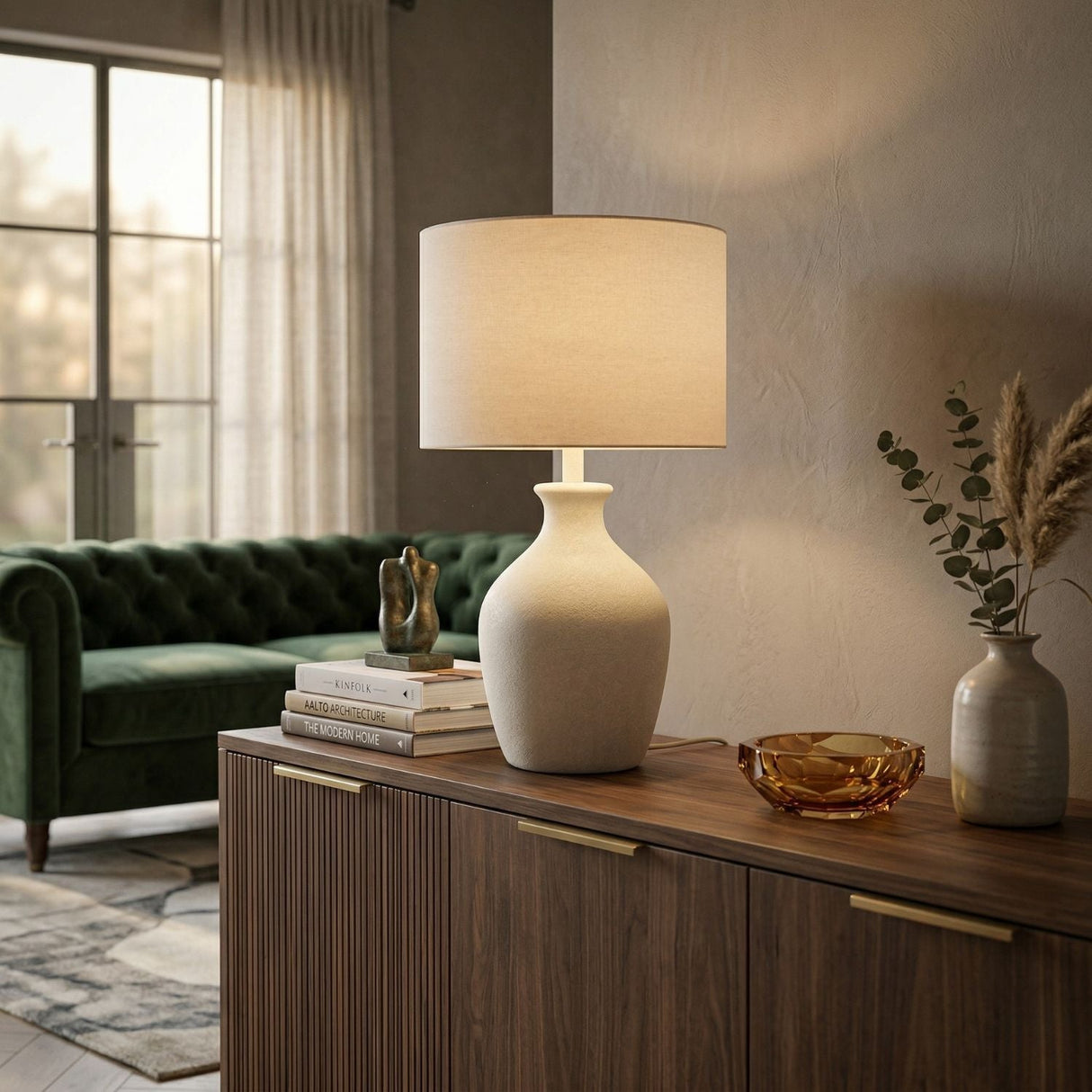 Modern European furniture - Linen Drum Shade Table Lamp - www.oroa.com