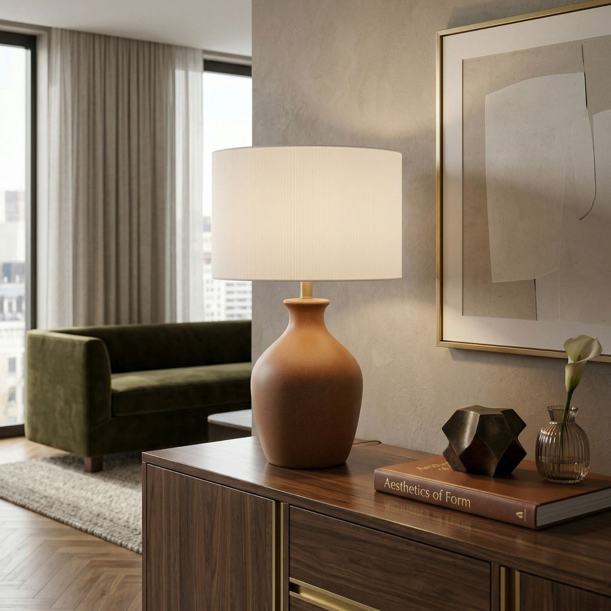 Modern European furniture - Linen Drum Shade Table Lamp - www.oroa.com