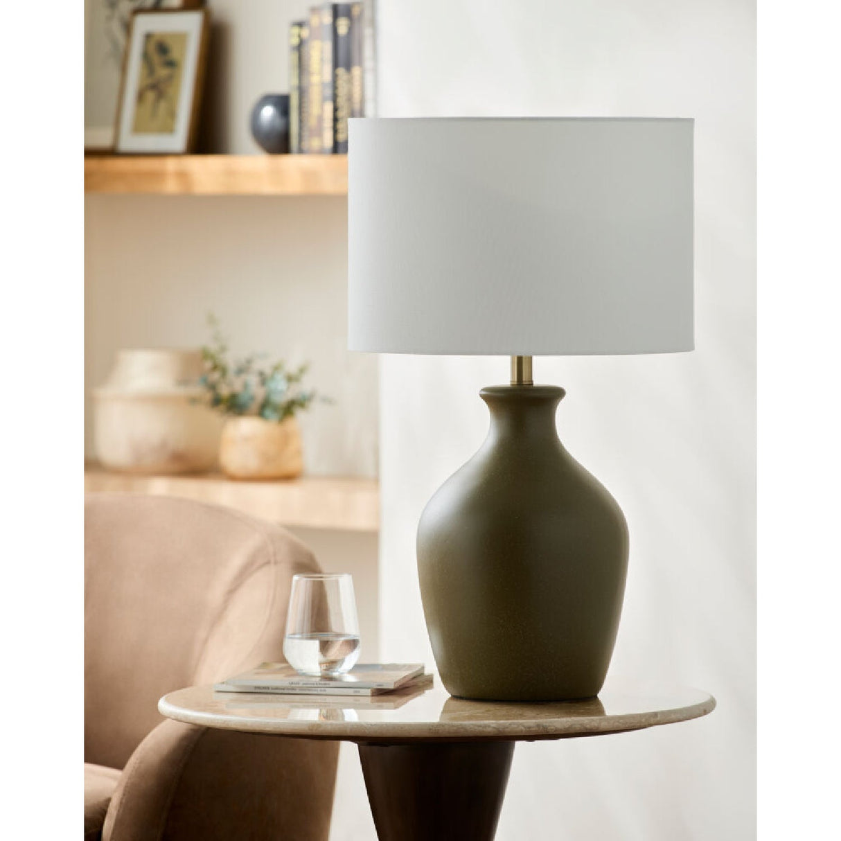 Modern European furniture - Linen Drum Shade Table Lamp - www.oroa.com