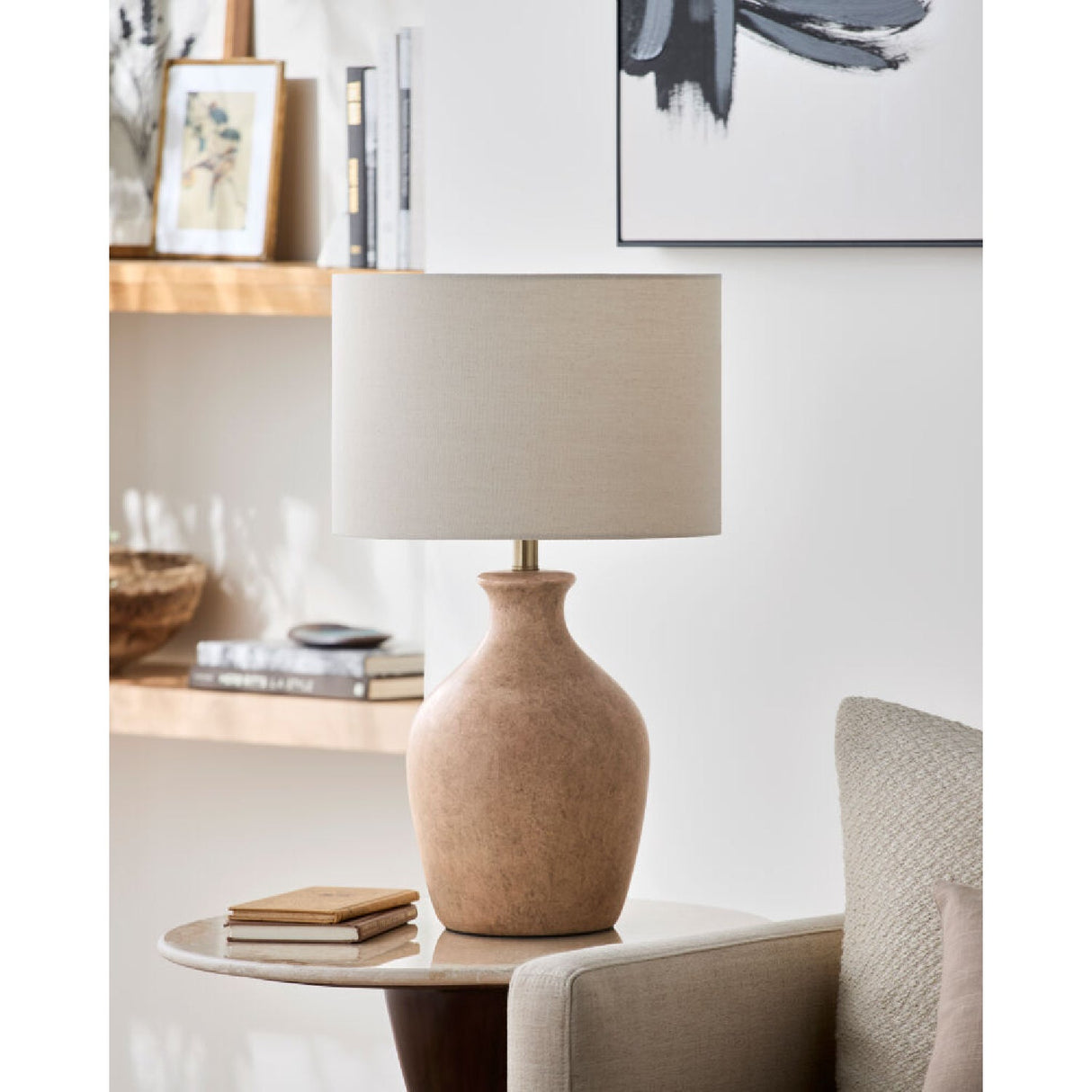 Modern European furniture - Linen Drum Shade Table Lamp - www.oroa.com