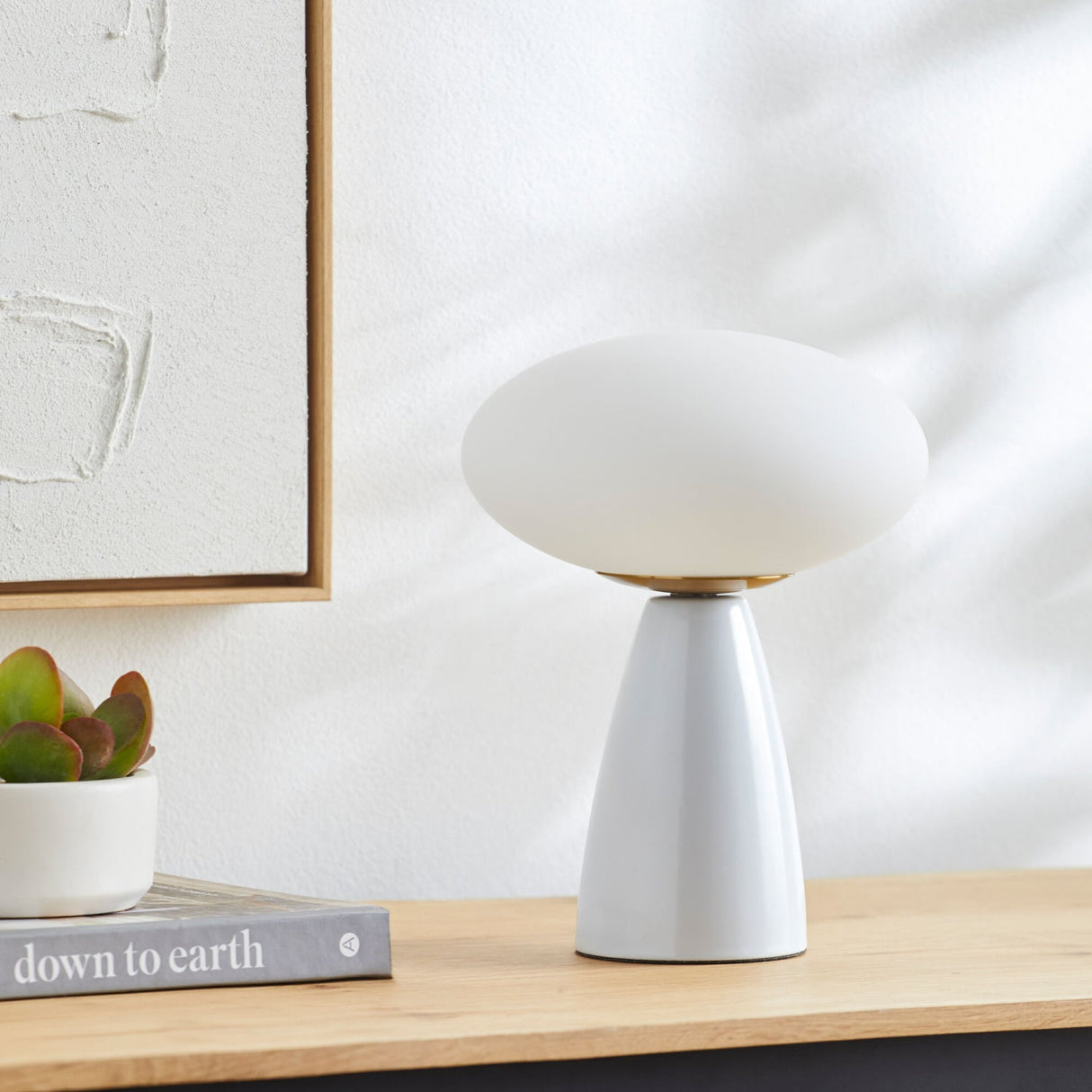 Modern European furniture - Oval White Glass Table Lamp - www.oroa.com