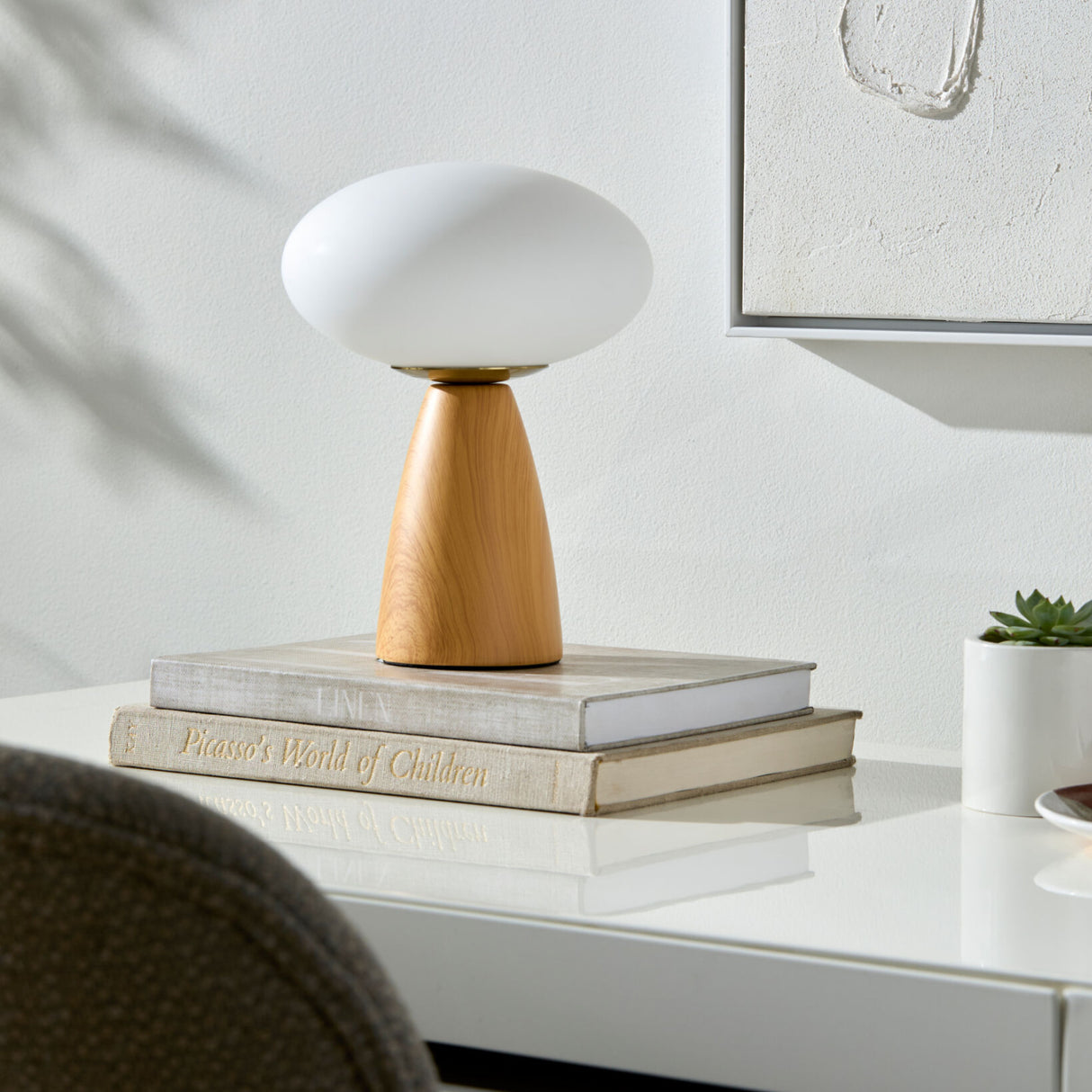Modern European furniture - Oval White Glass Table Lamp - www.oroa.com