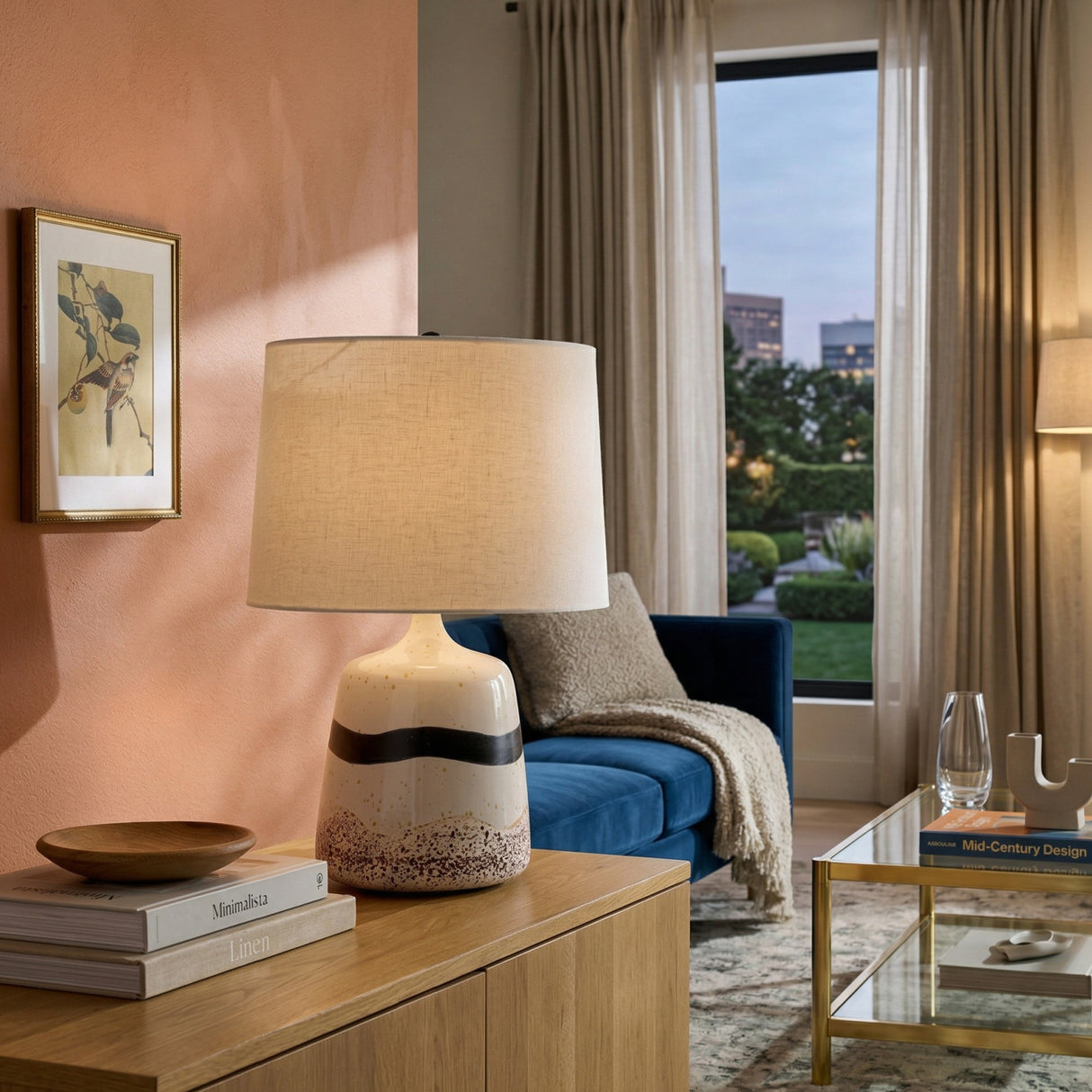 Modern European furniture - Brown Speckled Ceramic Table Lamp - www.oroa.com