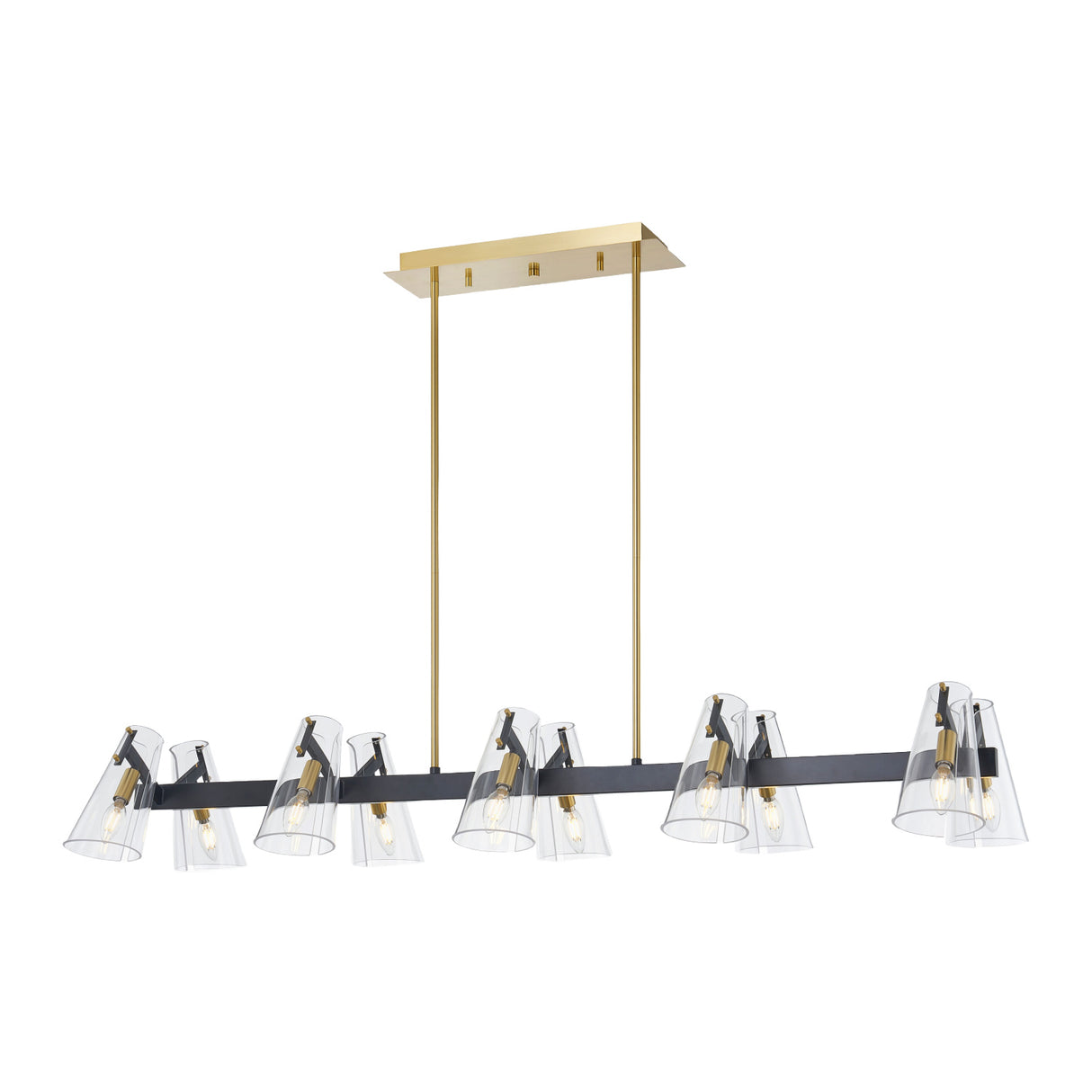 Clear Glass 12-Light Linear Chandelier | Oroa.com