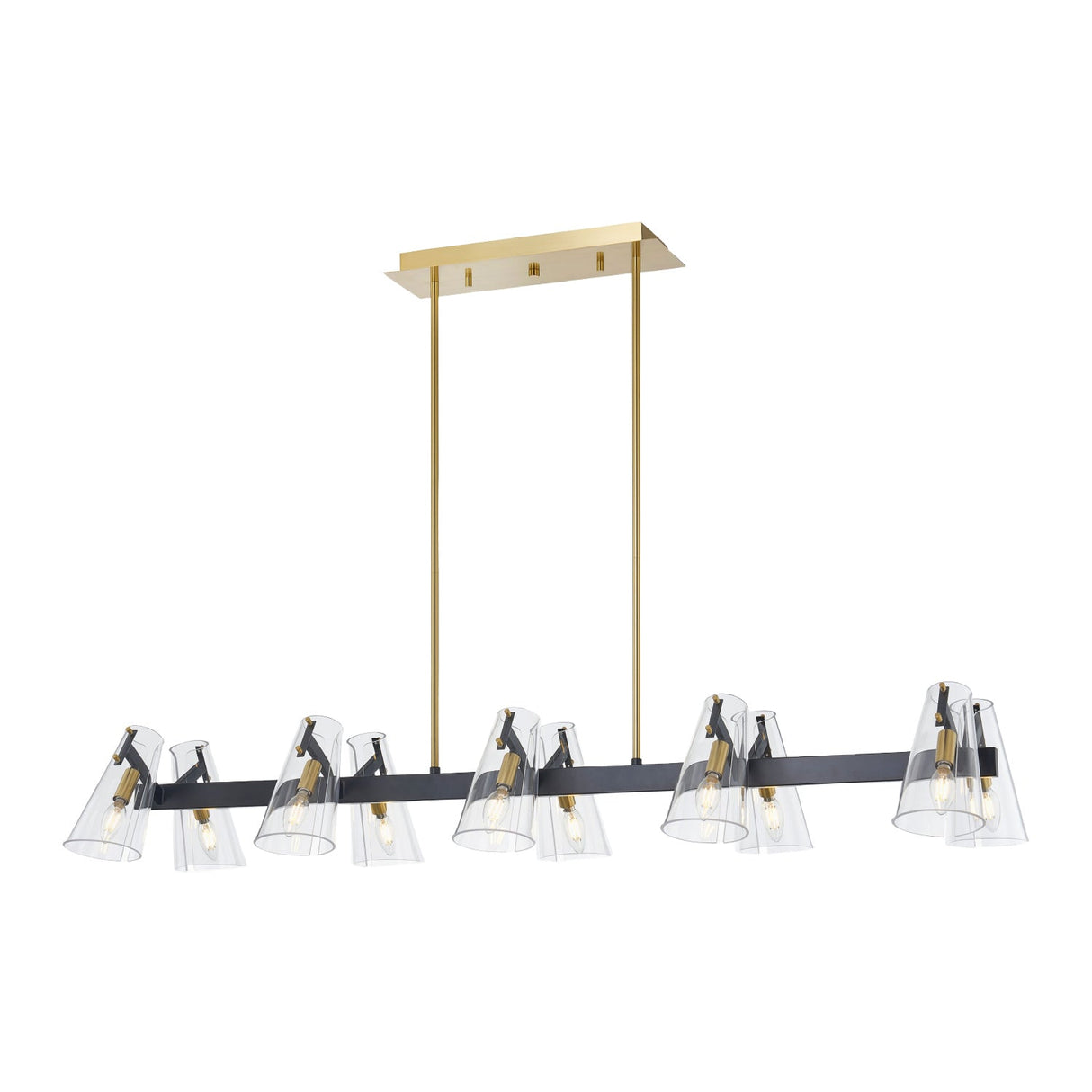 Modern European furniture - Clear Glass 12-Light Linear Chandelier - www.oroa.com