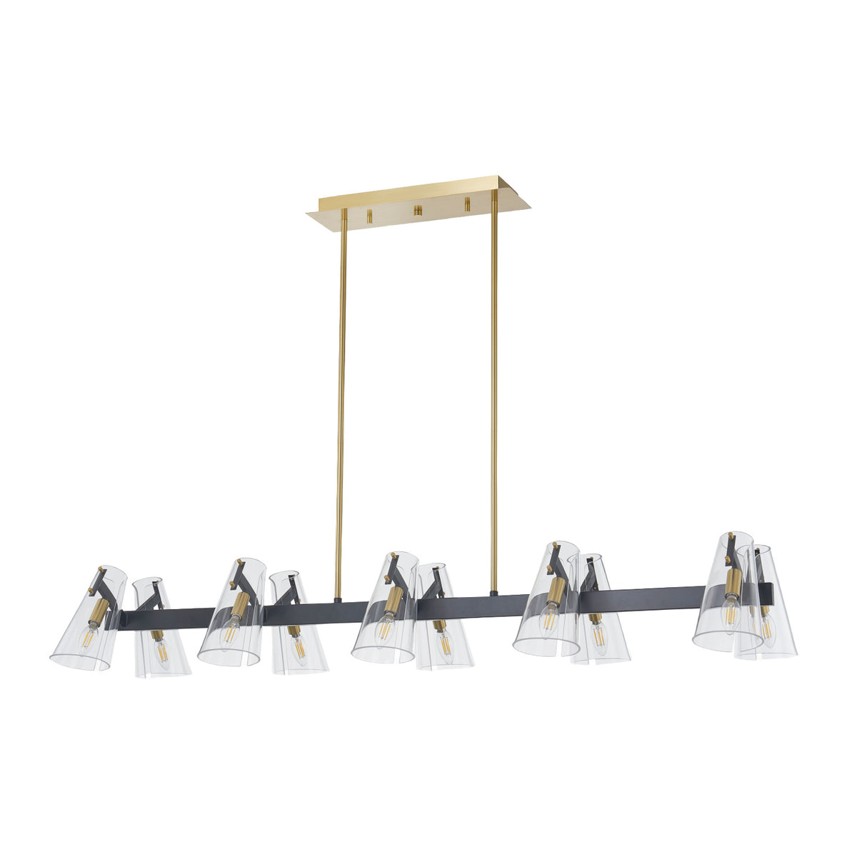 Clear Glass 12-Light Linear Chandelier | Oroa.com