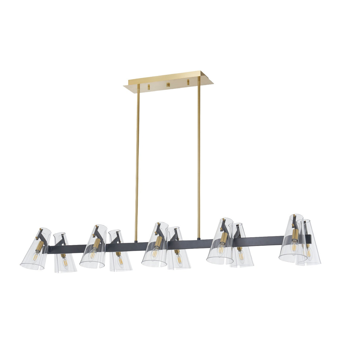 Modern European furniture - Clear Glass 12-Light Linear Chandelier - www.oroa.com