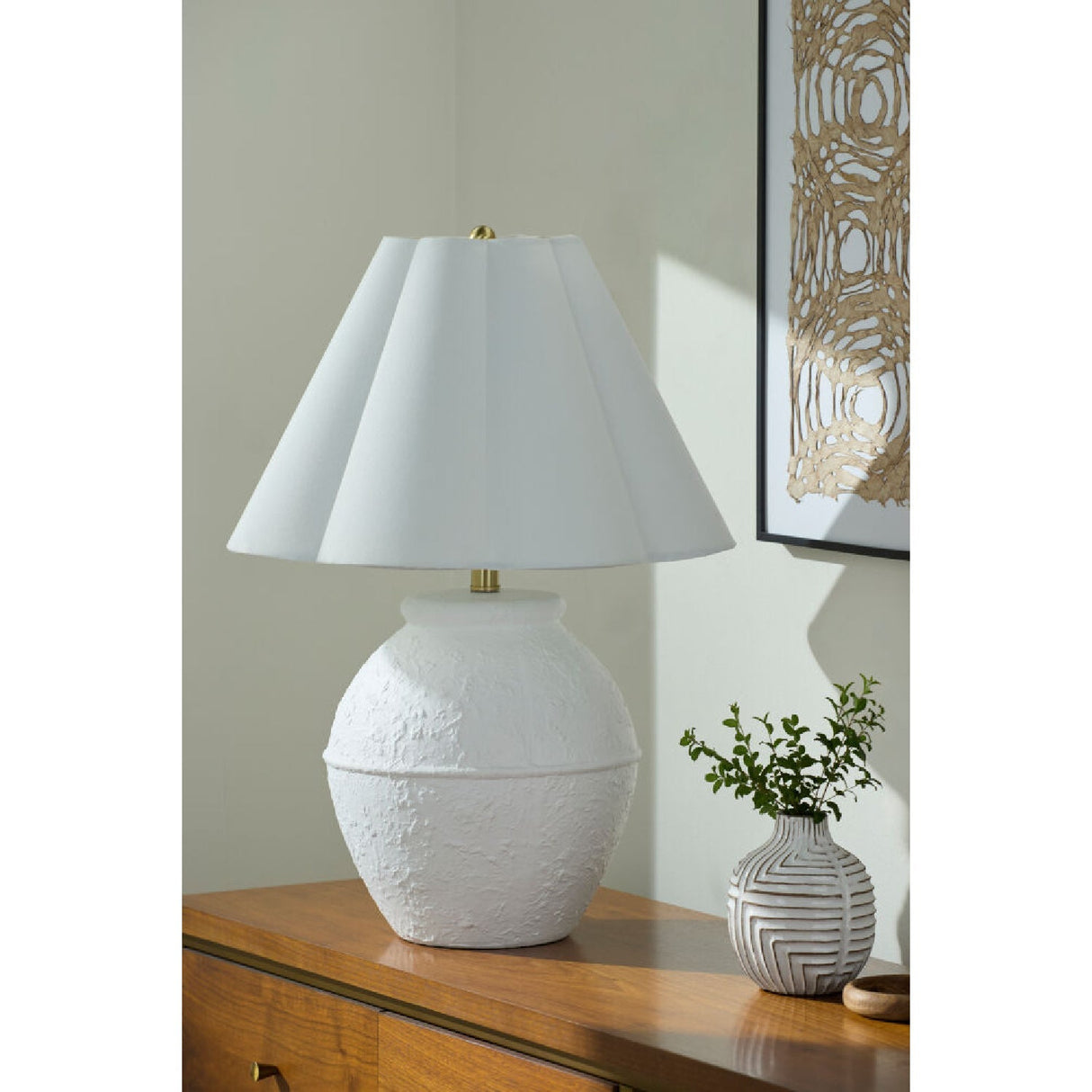 Modern European furniture - Scallop Folded Linen Table Lamp - www.oroa.com