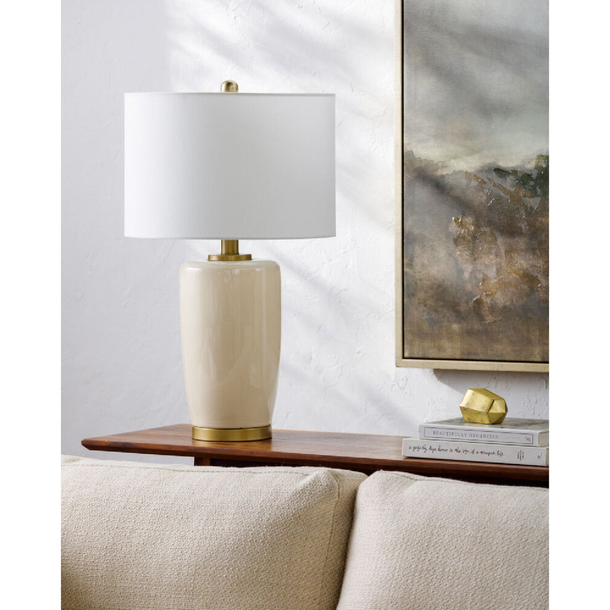 Modern European furniture - Glazed Ceramic Linen Table Lamp - www.oroa.com