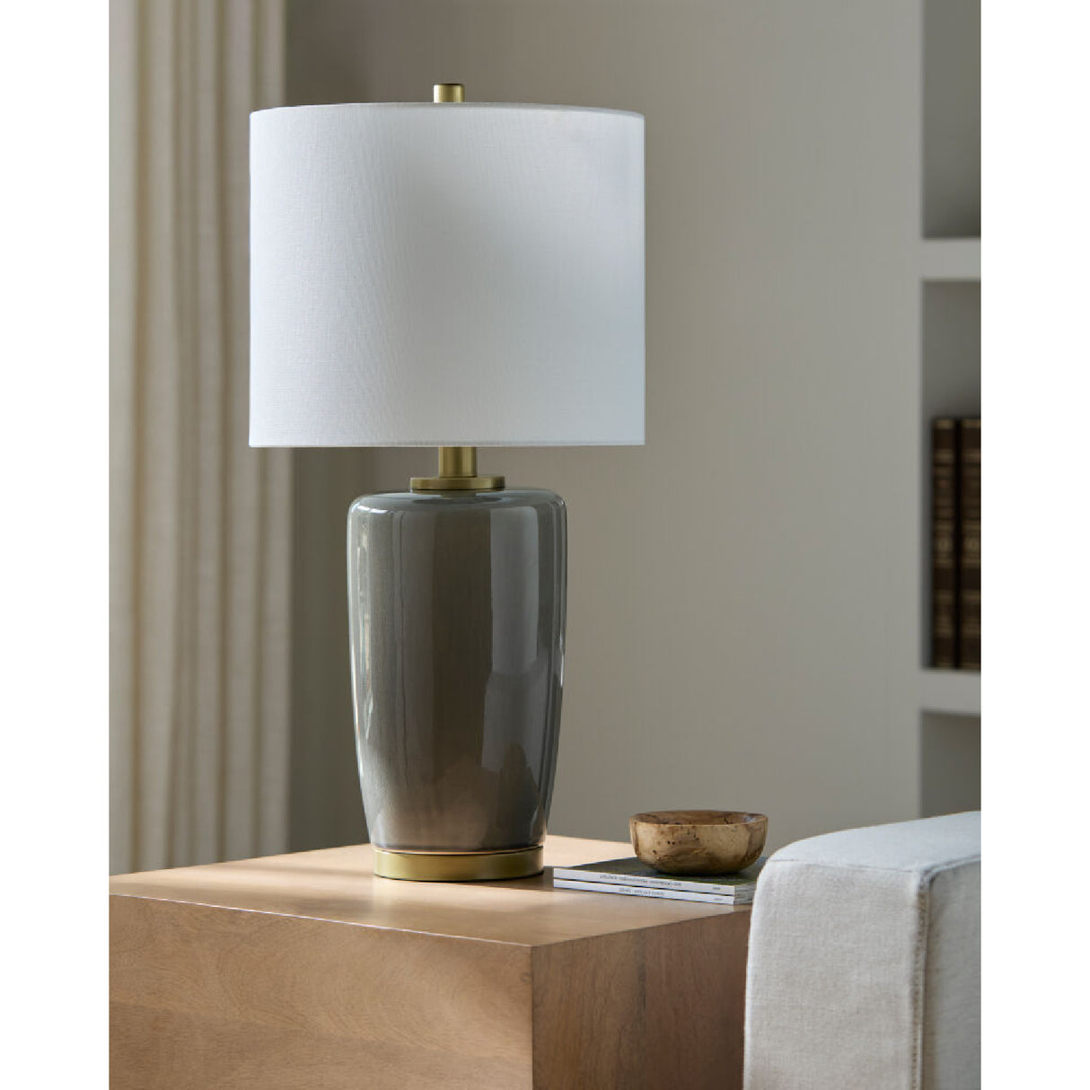 Glazed Ceramic Linen Table Lamp | Oroa.com