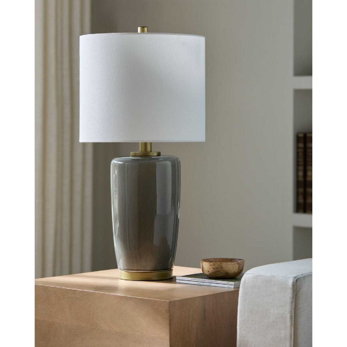 Modern European furniture - Glazed Ceramic Linen Table Lamp - www.oroa.com