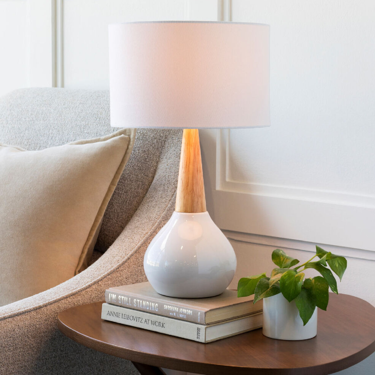 Ceramic Wood Base Table Lamp – Kent – alternate view 6