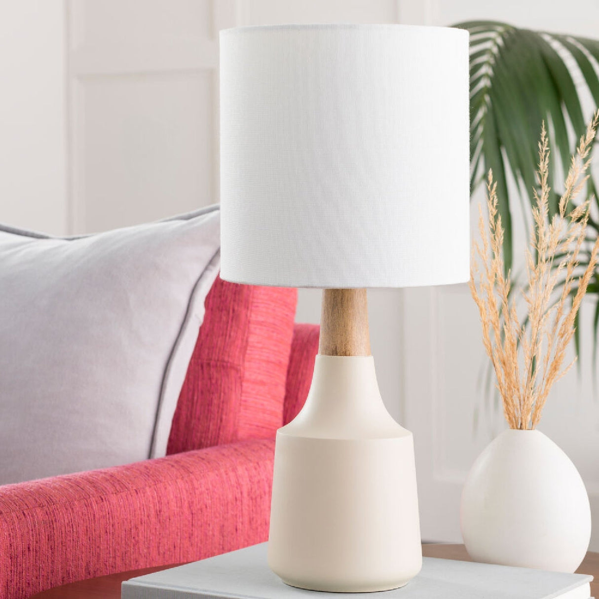Modern European furniture - Drum Linen Shade Table Lamp - www.oroa.com