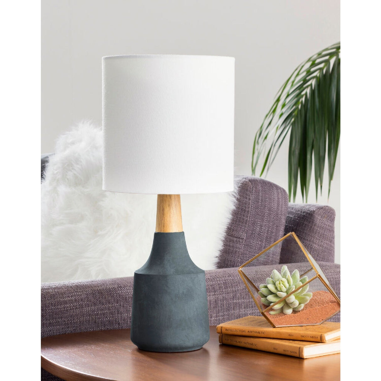 Modern European furniture - Drum Linen Shade Table Lamp - www.oroa.com