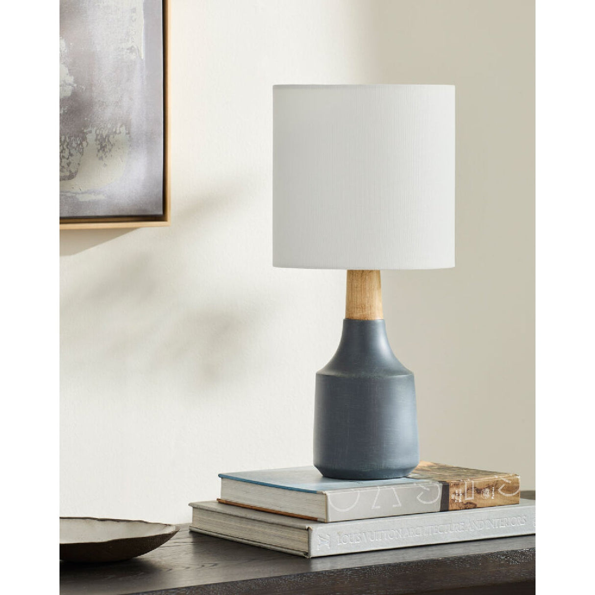 Modern European furniture - Drum Linen Shade Table Lamp - www.oroa.com