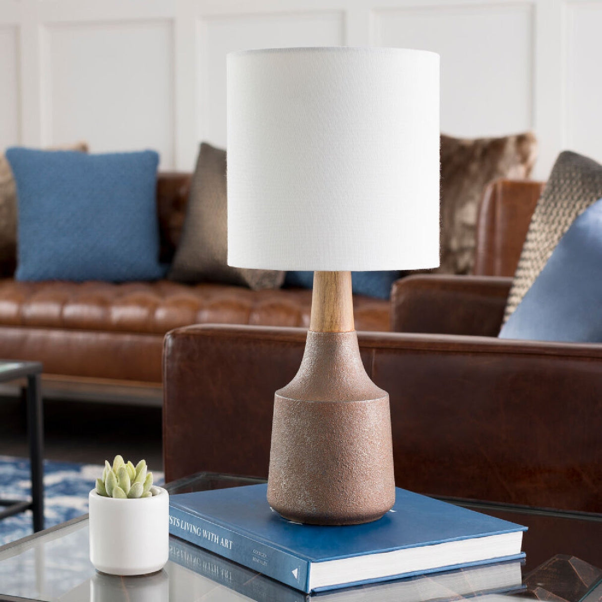 Modern European furniture - Drum Linen Shade Table Lamp - www.oroa.com