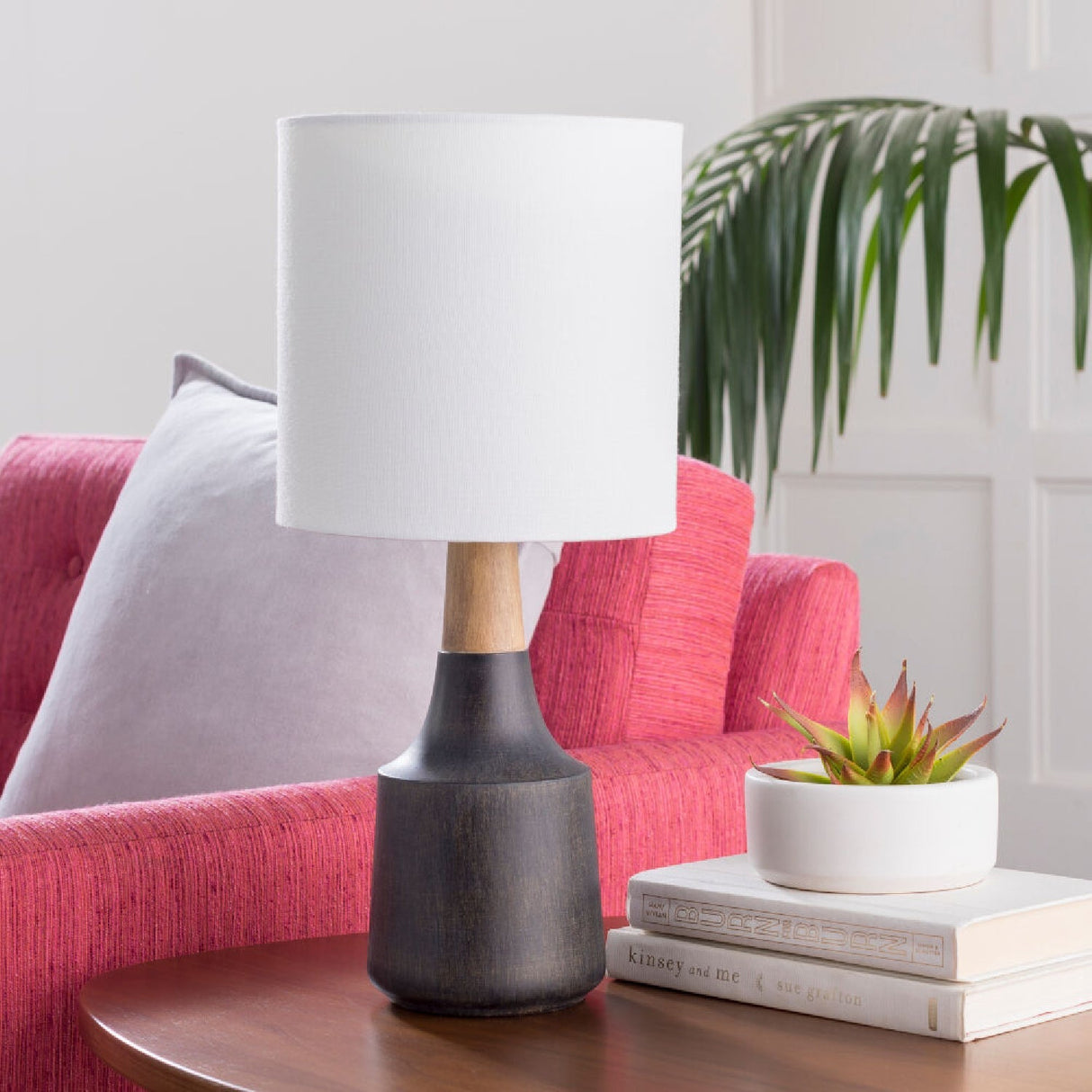 Modern European furniture - Drum Linen Shade Table Lamp - www.oroa.com