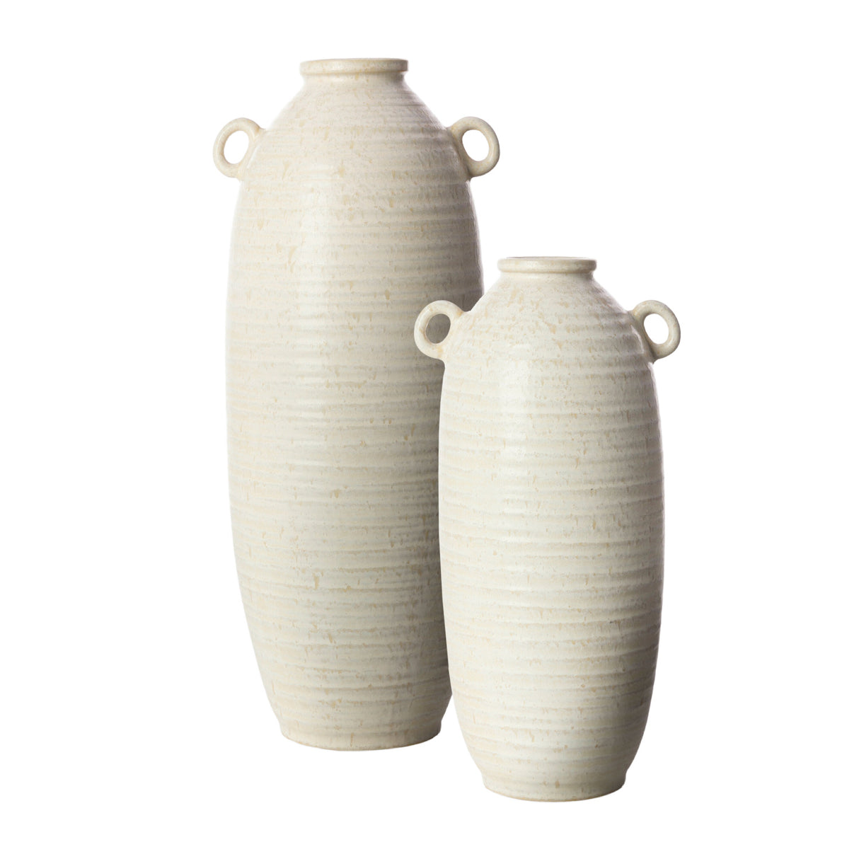 Modern European furniture - White Glazed Ceramic Vase Set (2) - www.oroa.com