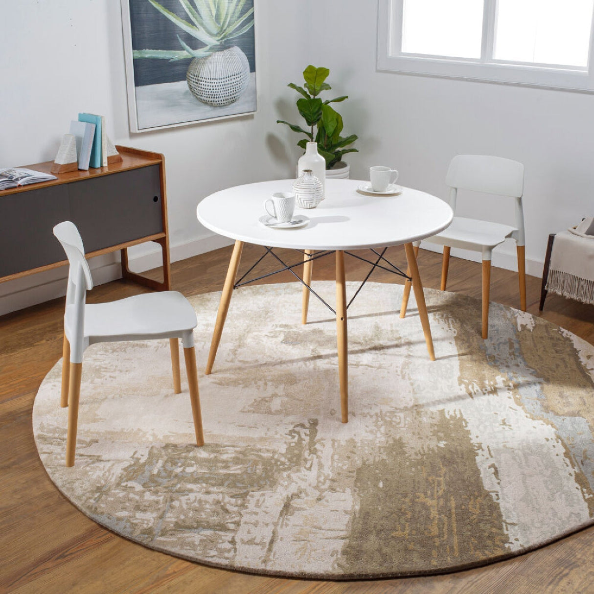 Modern European furniture - Viscose Wool Blend Round Carpet - www.oroa.com