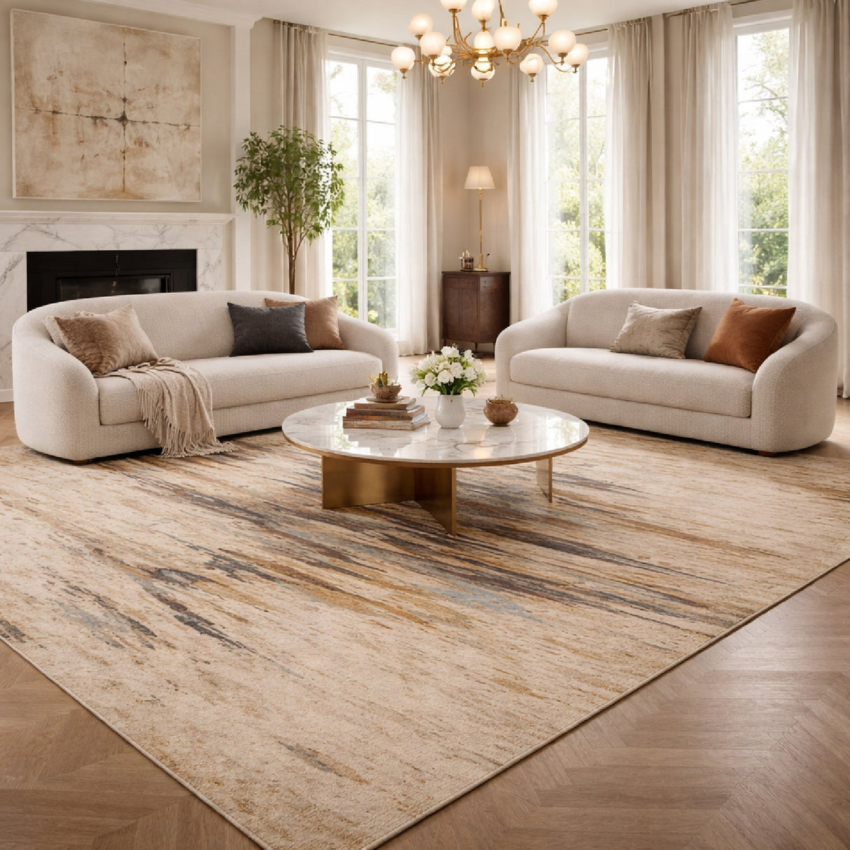 Modern European furniture - Multicolored Viscose Wool Blend Carpet - www.oroa.com