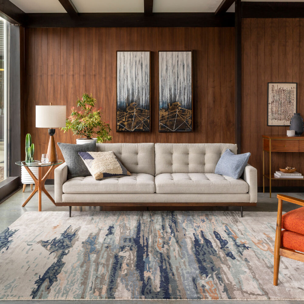 Modern European furniture - Multicolored Viscose Wool Blend Carpet - www.oroa.com