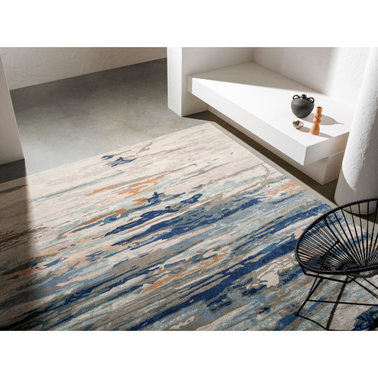 Modern European furniture - Multicolored Viscose Wool Blend Carpet - www.oroa.com