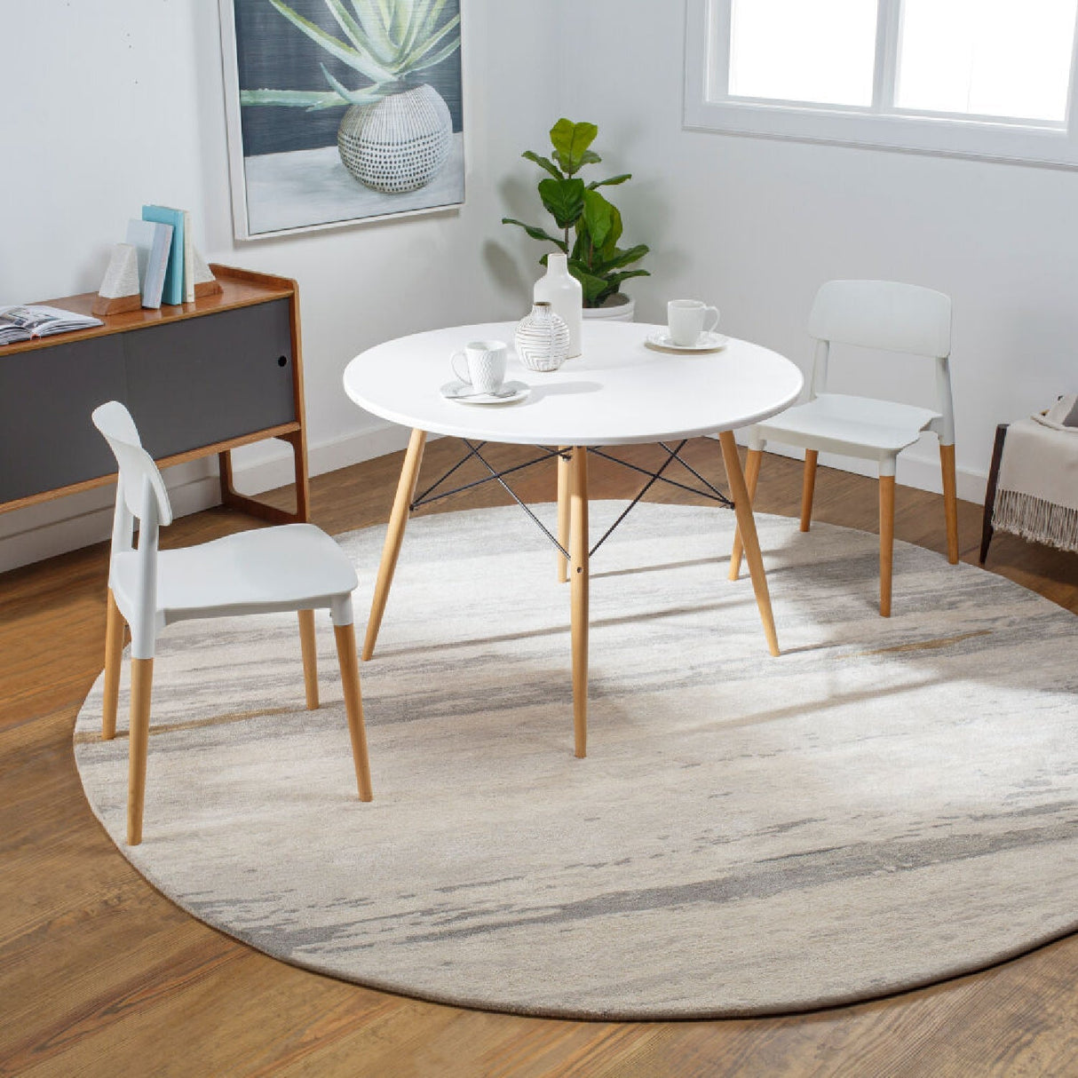 Modern European furniture - Viscose Wool Blend Round Carpet - www.oroa.com