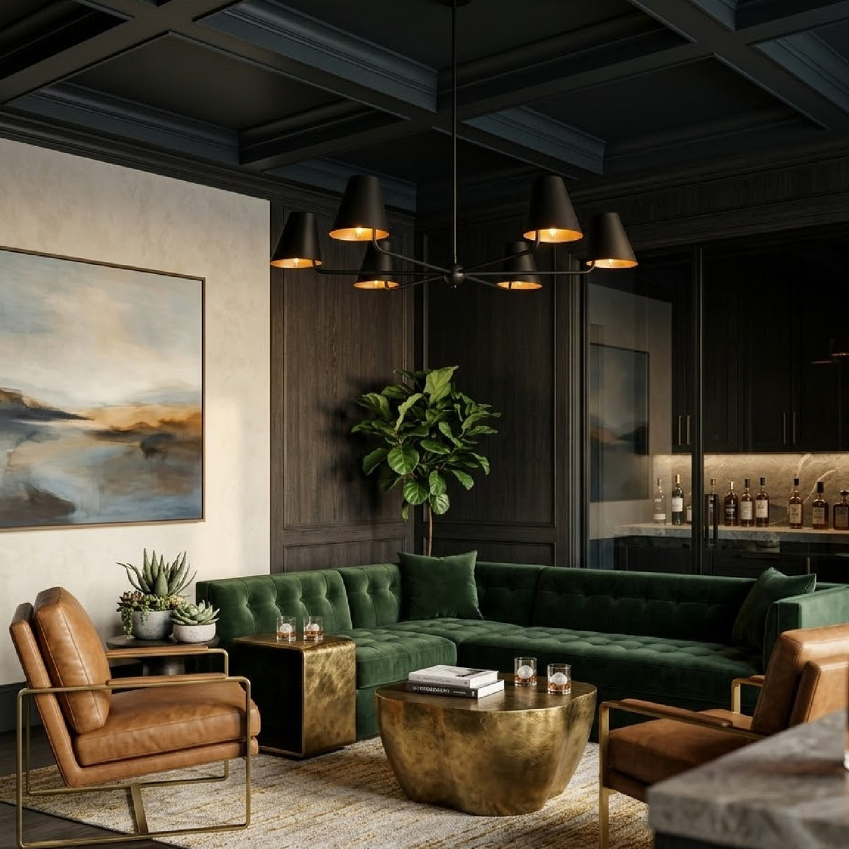 Modern European furniture - 6-Light Black Metal Chandelier - www.oroa.com
