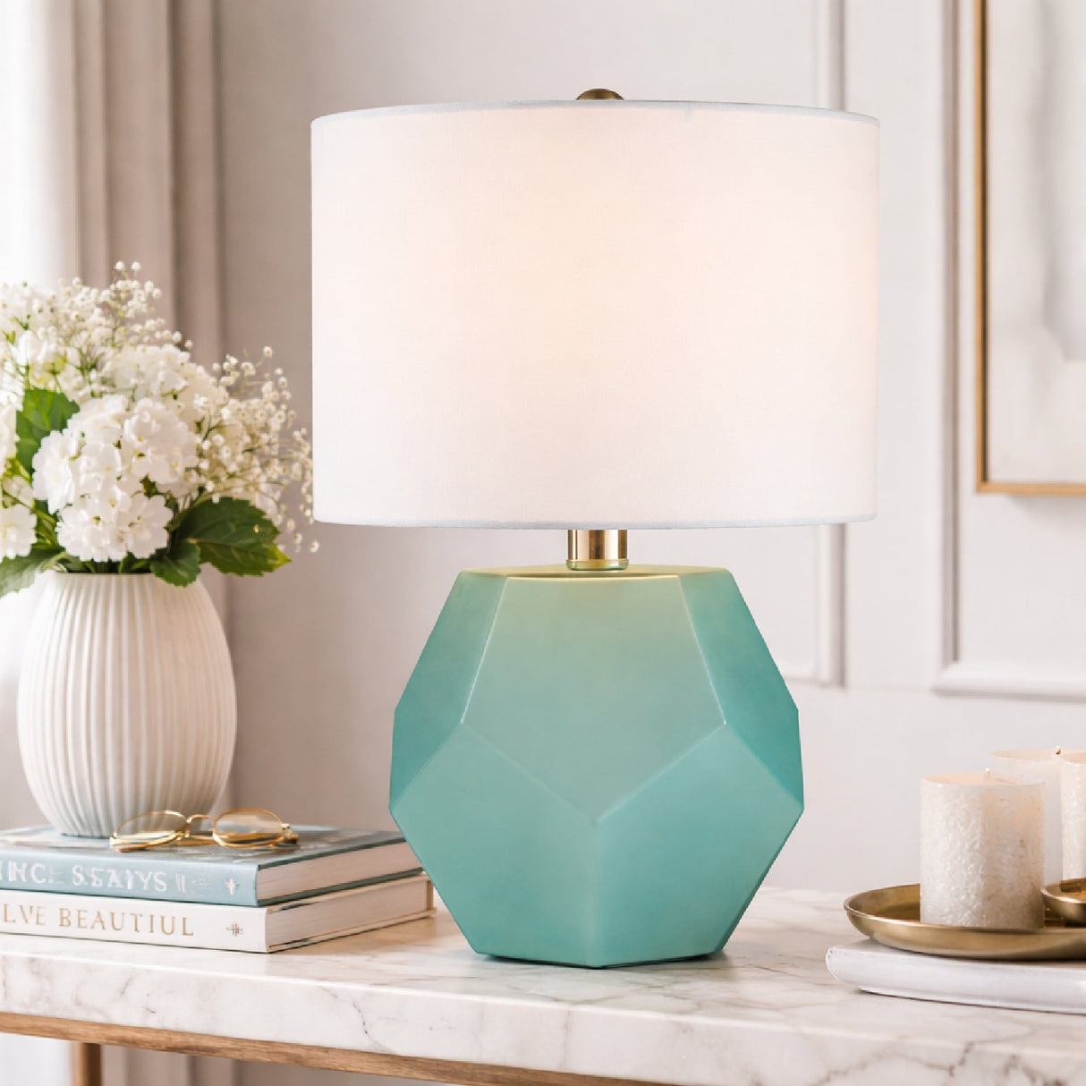 Modern European furniture - Faceted Glass Accent Table Lamp - www.oroa.com