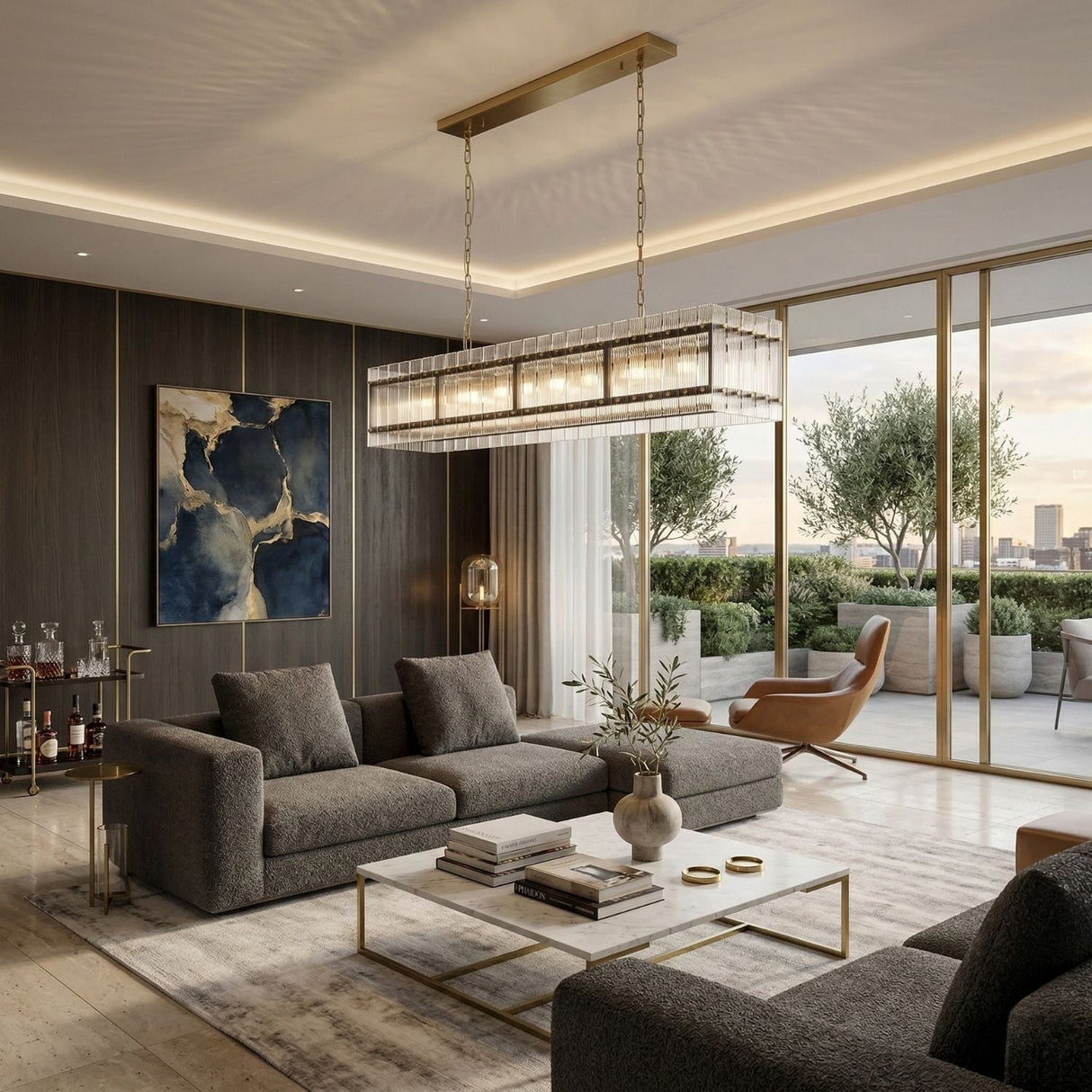 Modern European furniture - Glass Panels 10-Light Chandelier - www.oroa.com