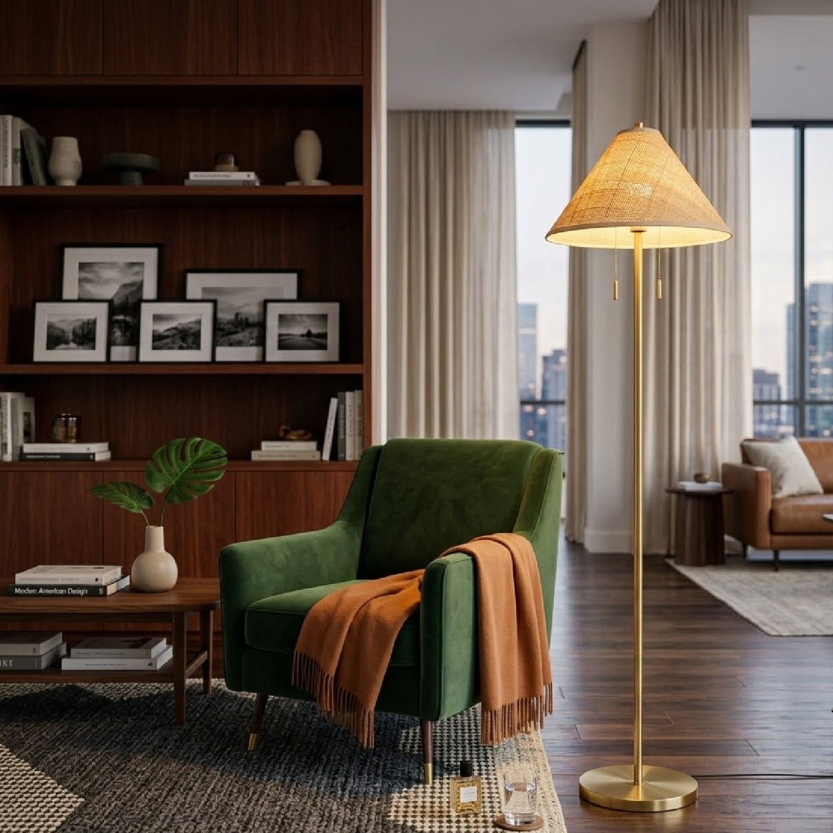 Modern European furniture - Rattan Empire Shade Floor Lamp - www.oroa.com