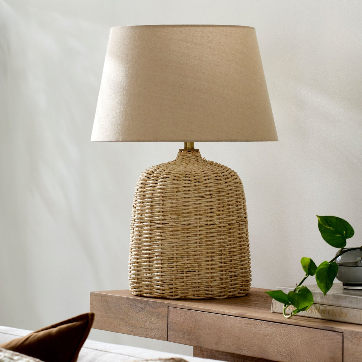 Modern European furniture - Beige Rattan Table Lamp - www.oroa.com