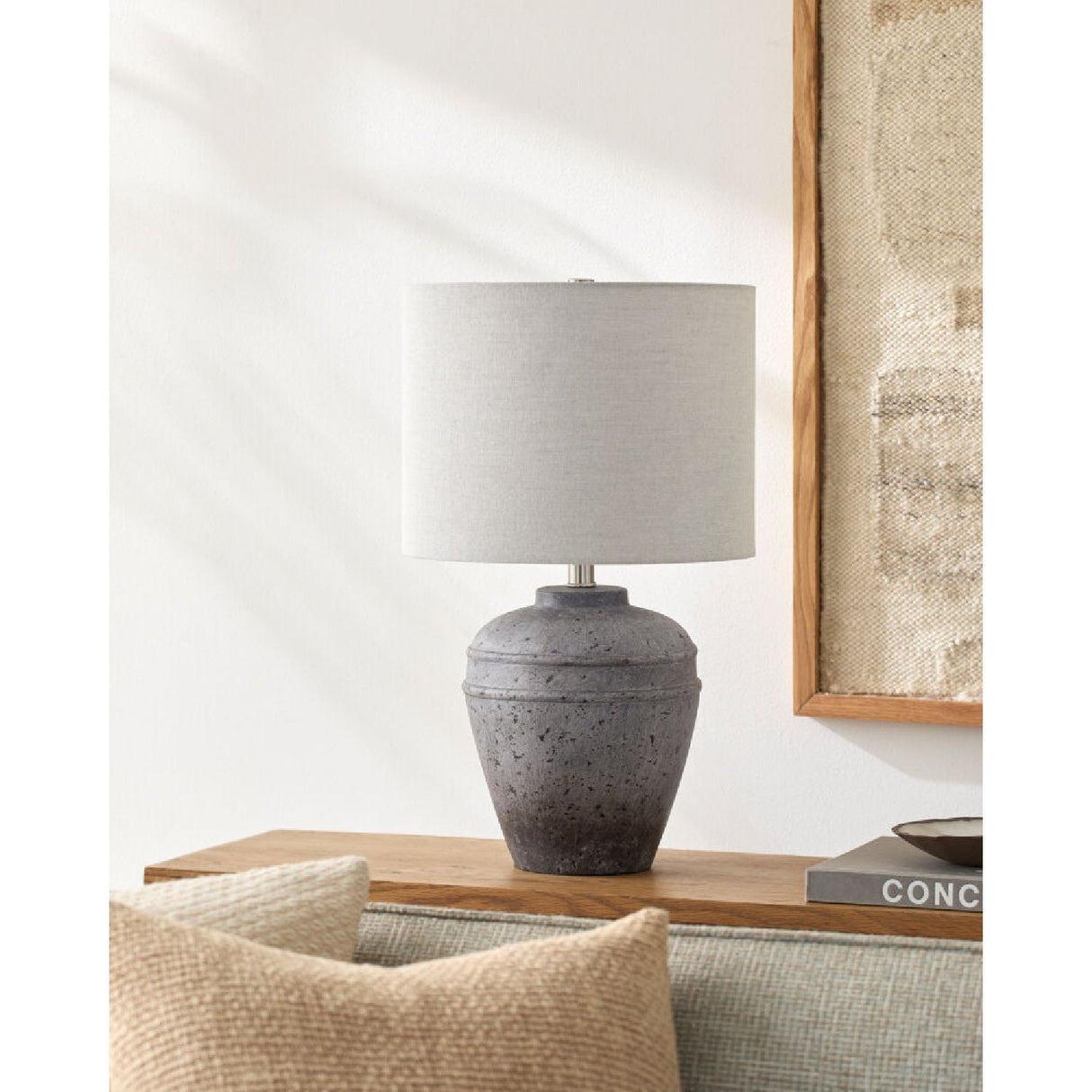 Modern European furniture - Gray Cement Accent Table Lamp - www.oroa.com