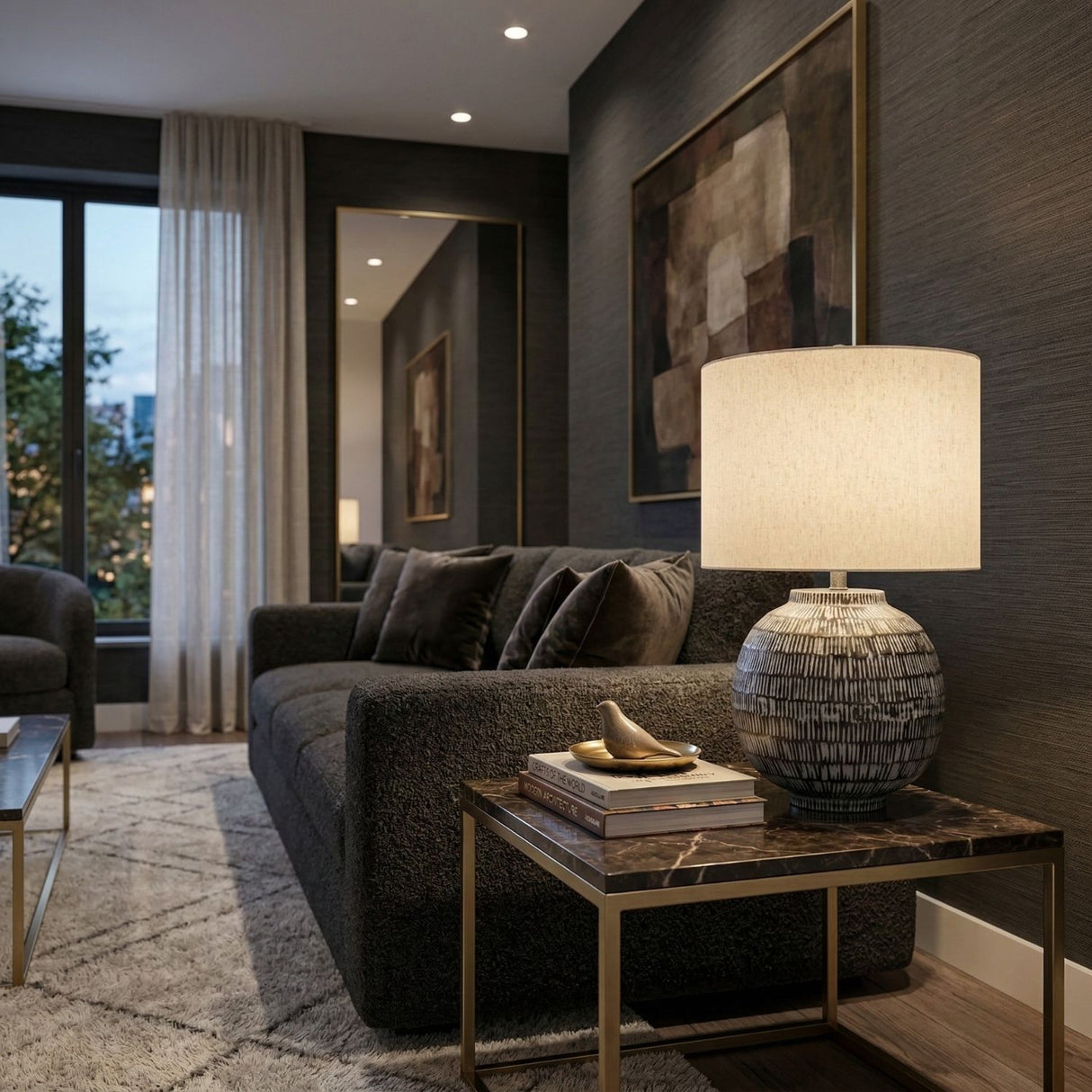 Modern European furniture - Antiqued Black Accent Table Lamp - www.oroa.com