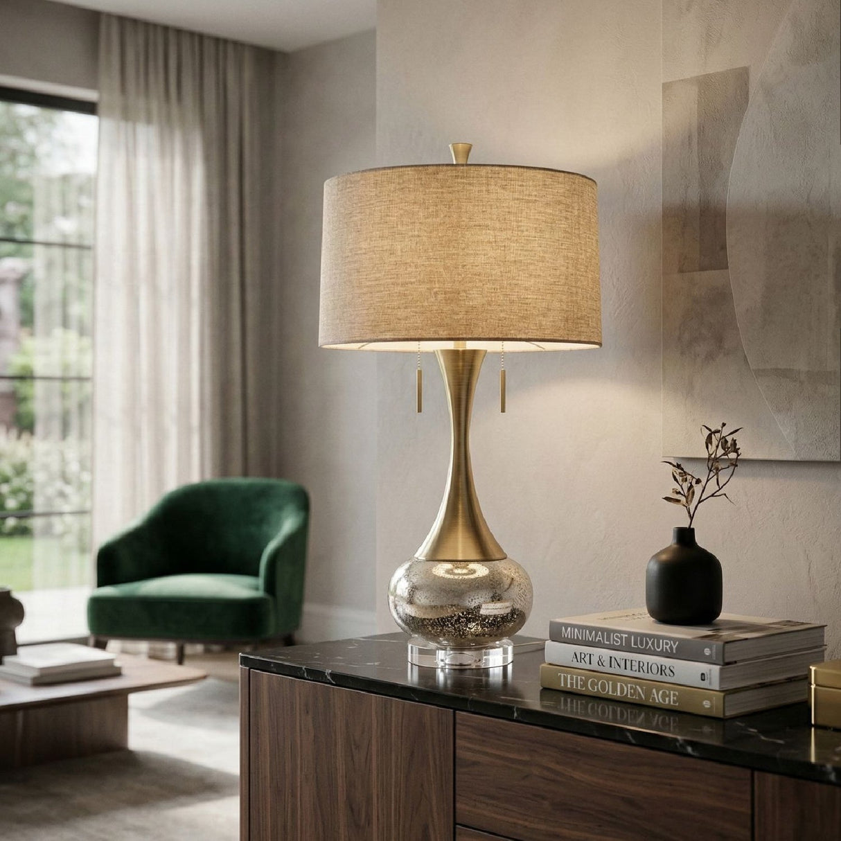 Modern European furniture - Crackle Gold Accent Table Lamp - www.oroa.com
