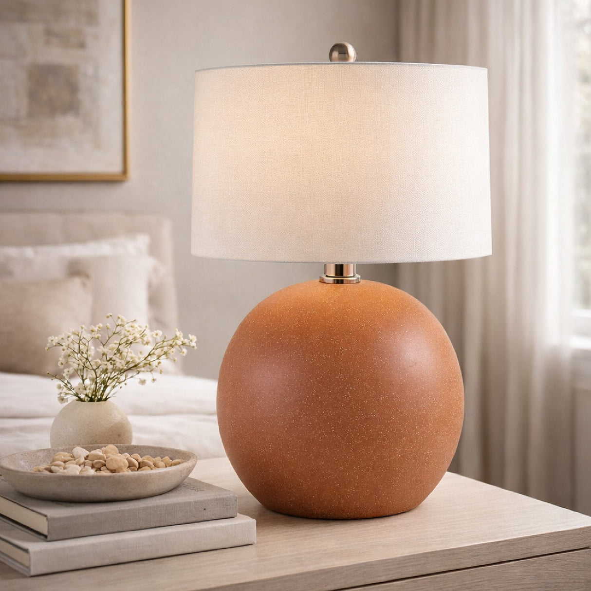 Modern European furniture - Ceramic Sphere Accent Table Lamp - www.oroa.com